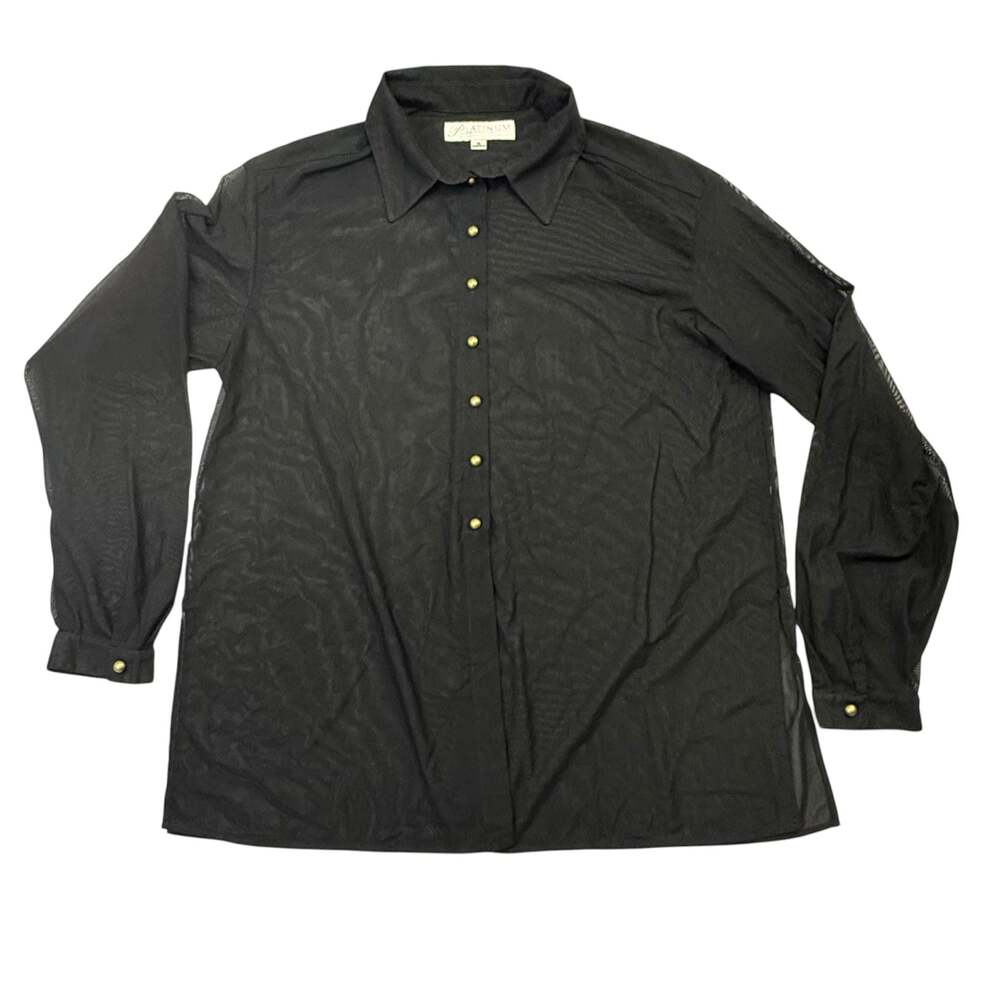 Platinum by Dorothy Schoelen Sheer Mesh Button Down Shirt XL